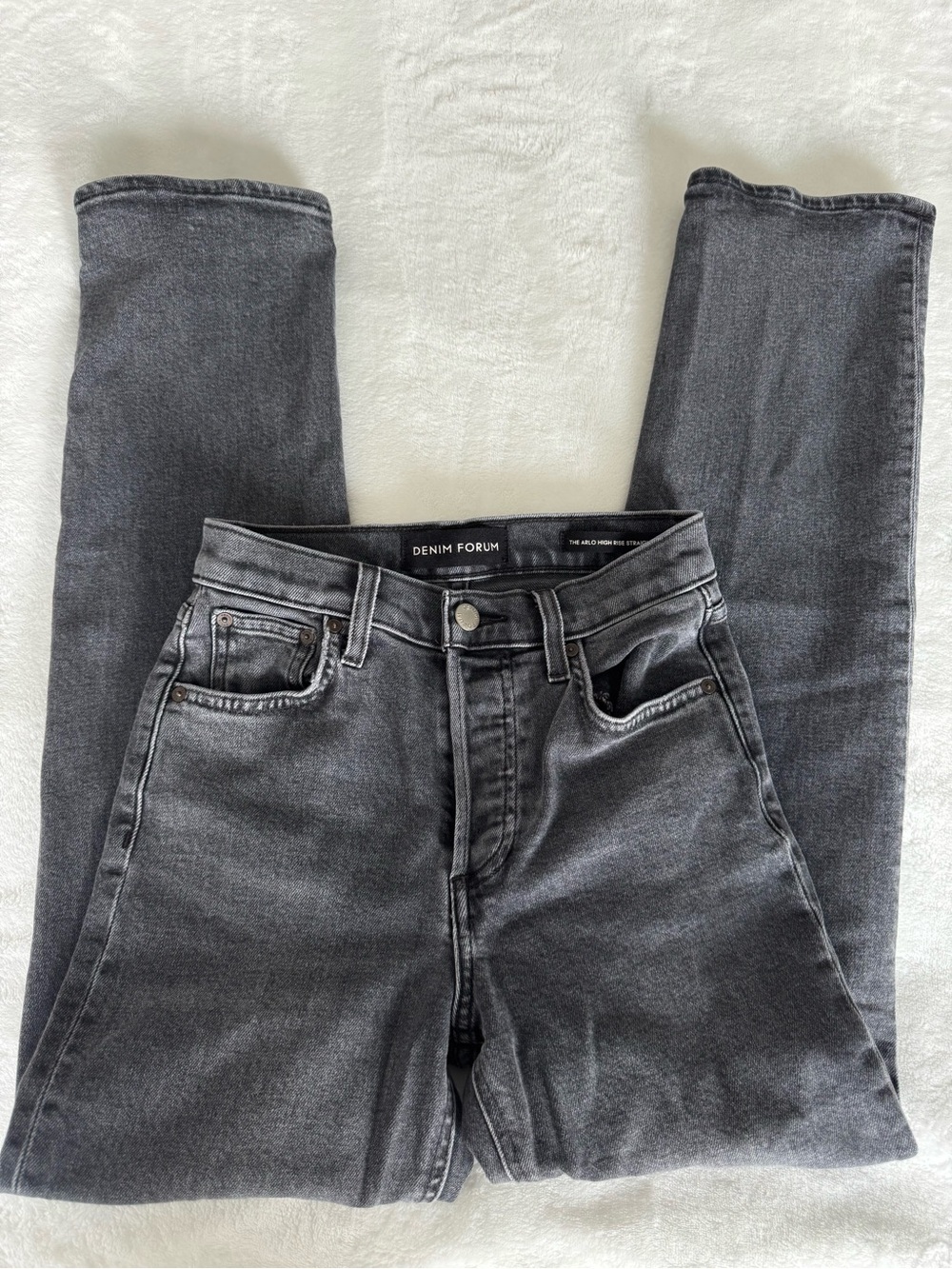 Denim Forum High-Rise Washed Black Jeans